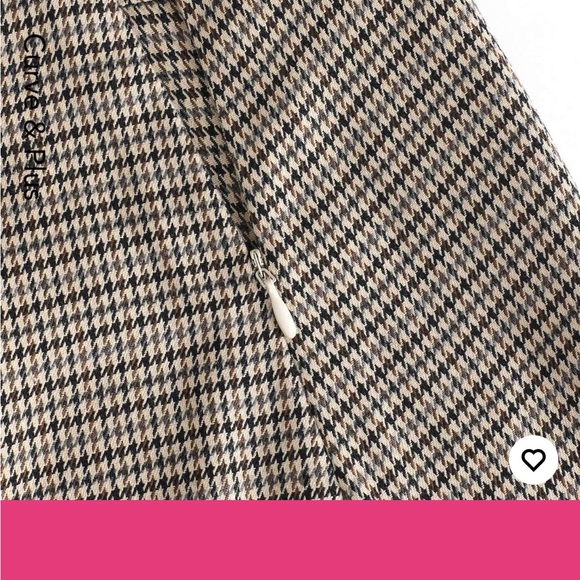 Houndstooth high waist split mini skirt - Picture 3 of 3